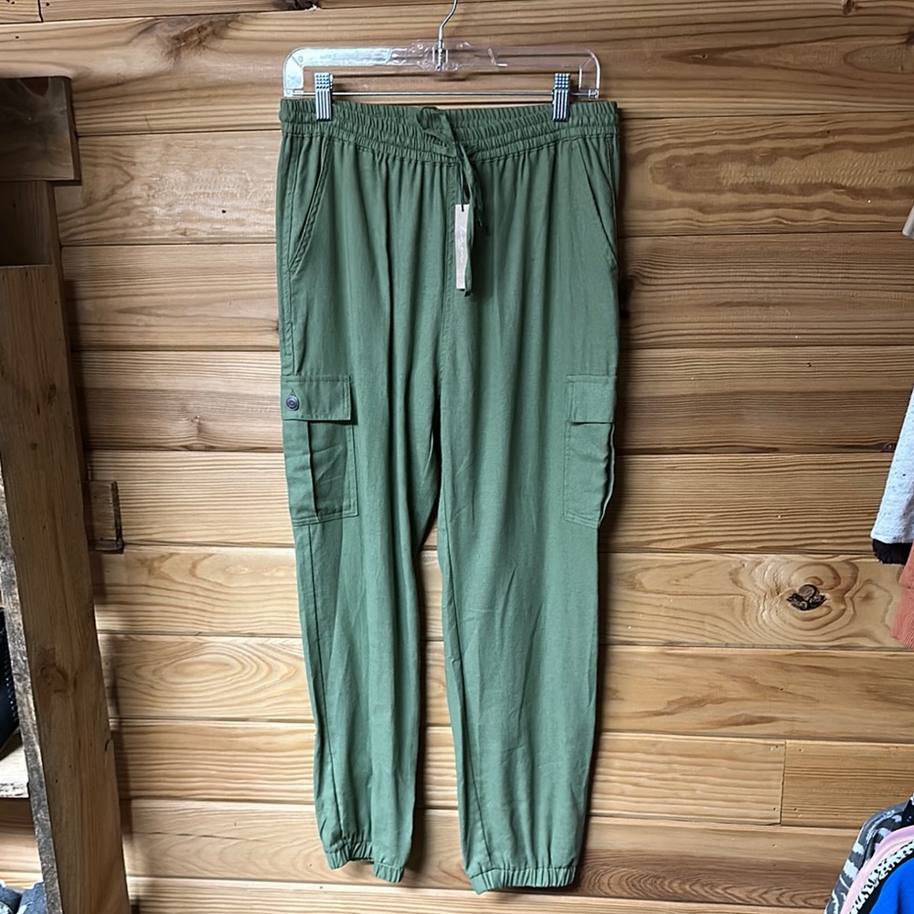 NWT Love Tree Olive Green Women's Cargo Pants Joggers Size L